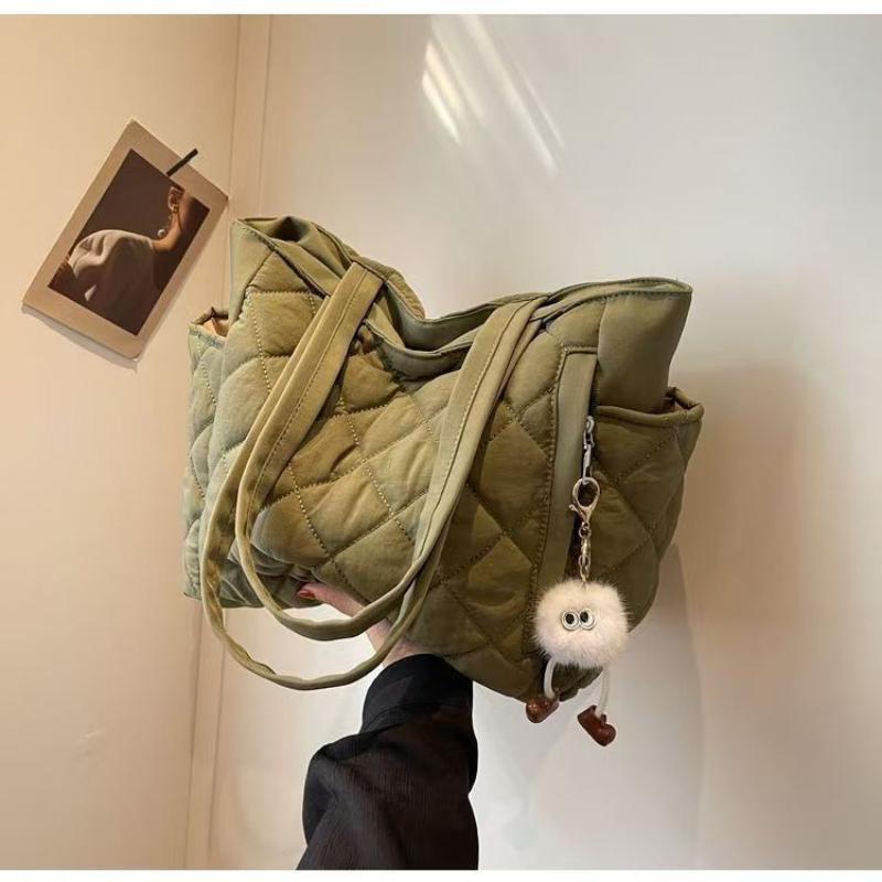 Cotton Bag Rhombus Large Capacity Women'S Hand-Held Tote Bag Commuter Shopping Versatile Shoulder Bag