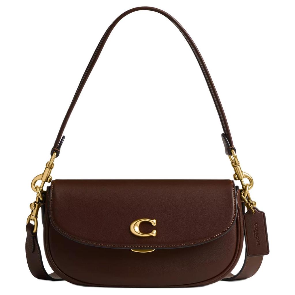 Coach Satteltasche Emmy 23 Logo-Schlossverschluss Ledersatteltasche Handtaschen Damen Messing Ahorn CR667-B4MPL