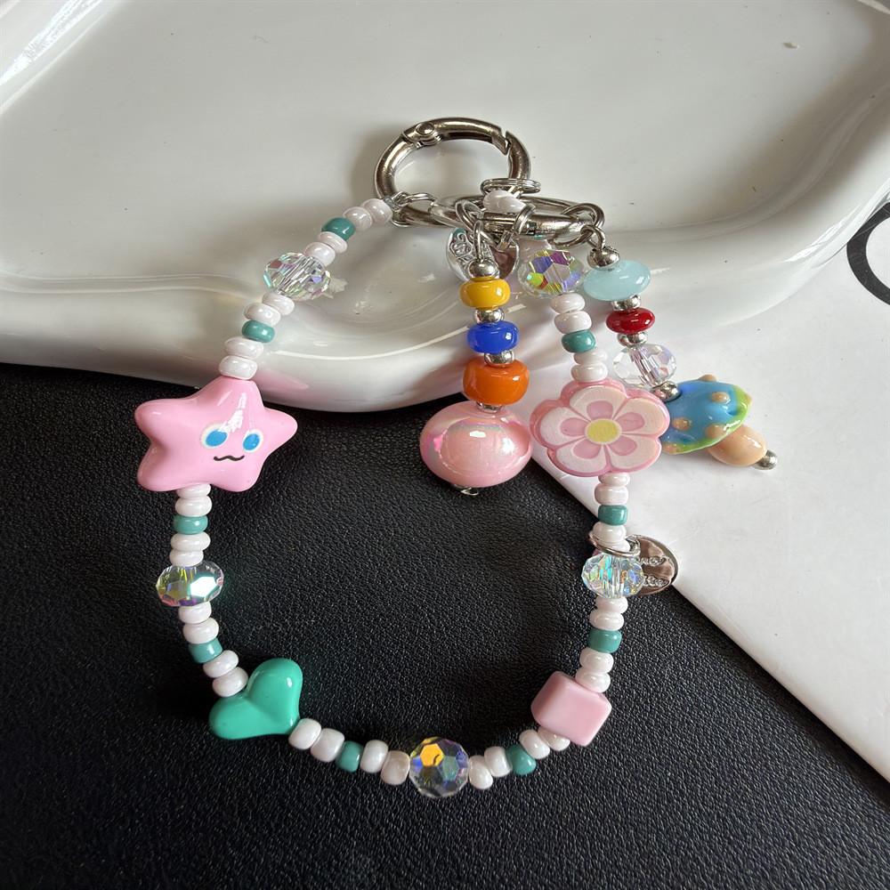 Summer Flower Cartoon Phone Strap With Pvc Beads And Cute Pendant For Girls And Teens