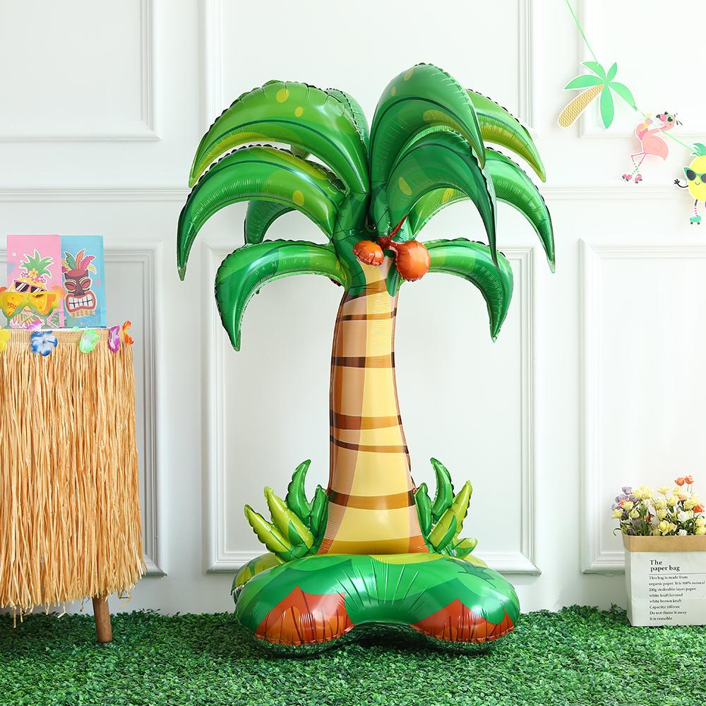 Large Standing 4D Coconut Palm Tree Pineapple Cactus Foil Inflatable Ball Hawaii Theme Summer Beach Birthday Wedding Party Decor