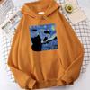 The Starry Cat Night Printing kapuutsid Meeste Sügis Suuremõõtmelised Hoodie Mood Fliis Pusad Vabaaja S-Xxl Pullover Topid