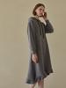 AVANT-G Hooded Frill Long Dress - Charcoal (Brushed Version)