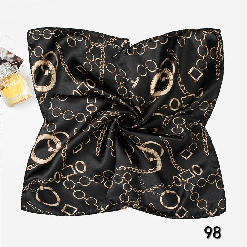 

New Silk Shawl Satin Square Scarf For Women Chain Neckerchief Female New Headband Hair Bands Print Foulard Hijab Wraps Bandana 50x50cm