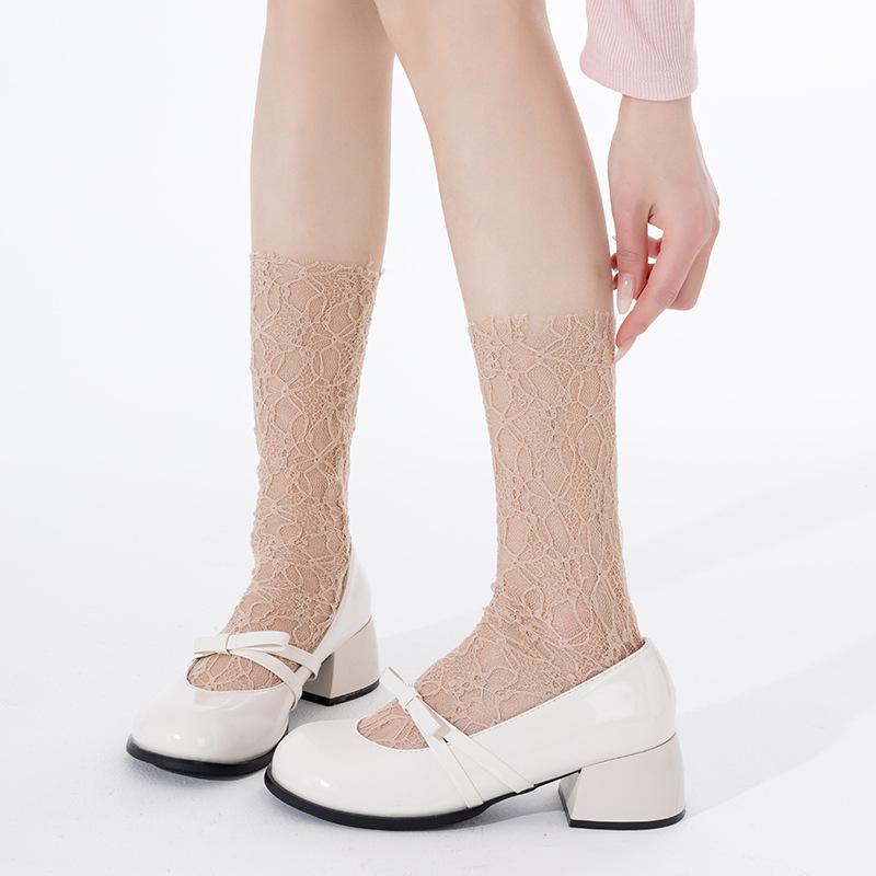 Women's Summer Thin Mesh Lace Ballet Style Mesh Mid Tube Stack Socks