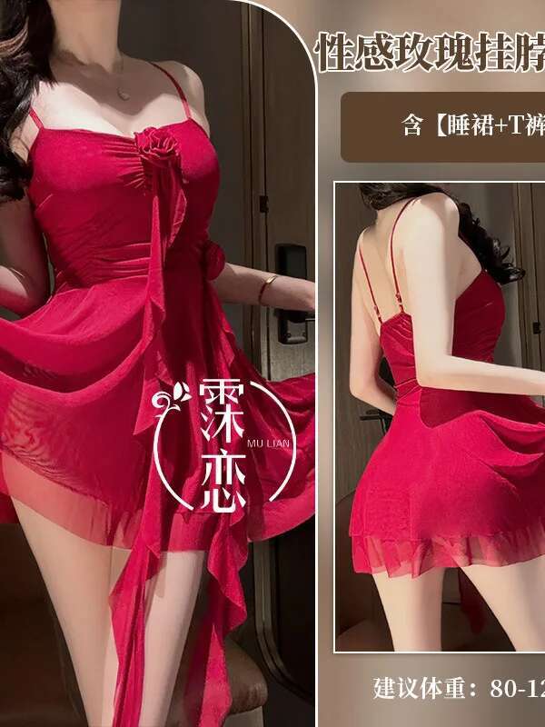 Sexy Pure Desire Floral Strap Christmas Dress Fairy Summer Hot Girl High-End Elegant Nightdress Hot Sexy Korean Women Dress 23ST
