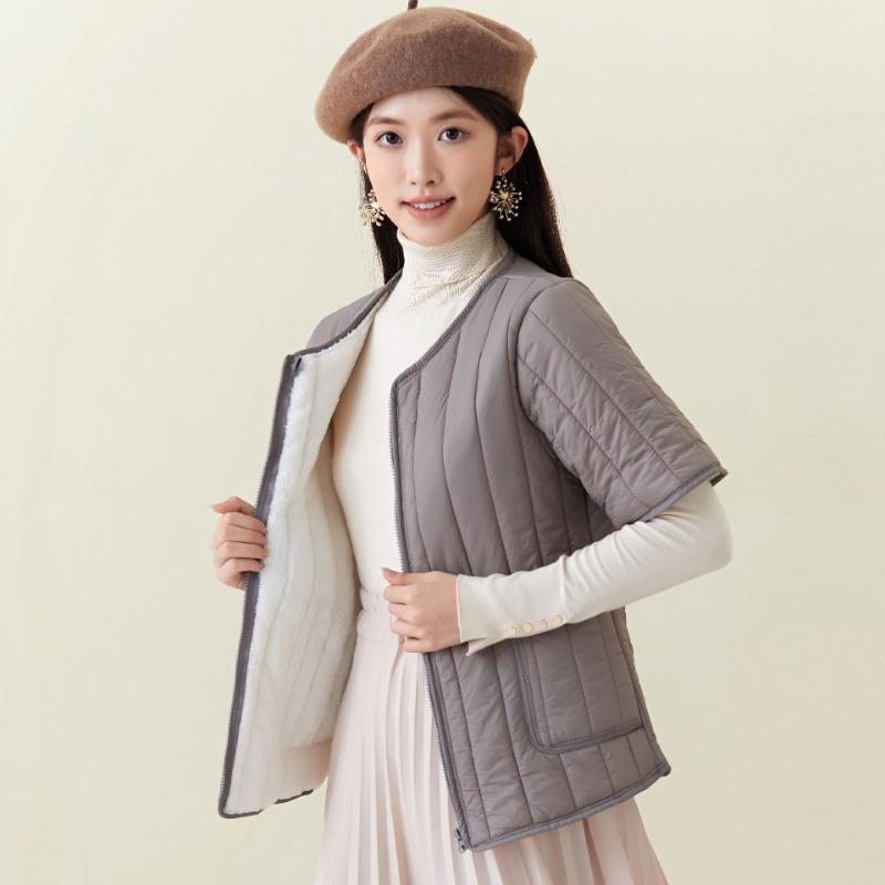 Women's new zipper thickened thermal cotton liner women's home cotton-padded clothes cotton-padded short-sleeved tops 2466