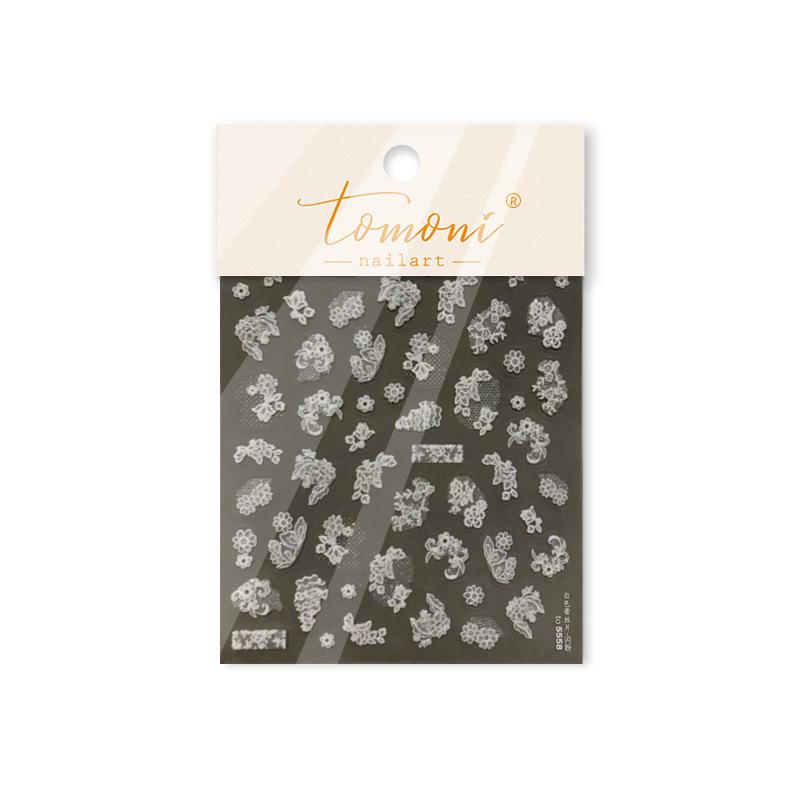 Tomoni Retro Lace Glitter Nail Art Stickers - DIY Exquisite Style Mixed Pack