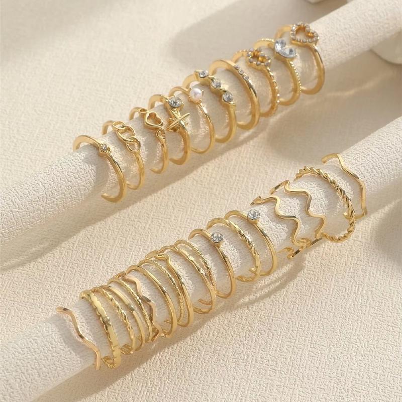 Modisches Geometrisches Knöchelringe Set Für Frauen Vintage Kristall Herz Gold Farbe Ringe Mädchen Party Schmuck Zubehör Geschenke 2026