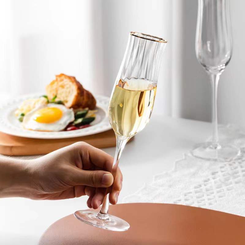 Petal Glass,Striped Tulip Handmade Phnom Penh Tall Red Wine,Ice Cream,Drinkware Champagne Glassware Creative Personality