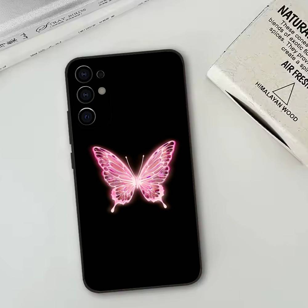 Fluorescent Butterfly   Phone Case For Samsung S25,S24,S21,S22,S23,S30,Ultra,S20,Plus,Fe,Lite,Note,10,Black Cover