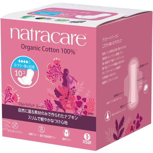 

Natracare Ultra Pad Super Sanitary Pads, Organic, for Regular to Heavy Flow, with Wings, 10-Pack, NC3280, Length: 25cm, Width: 7.5cm, Thickness: 0.47c
