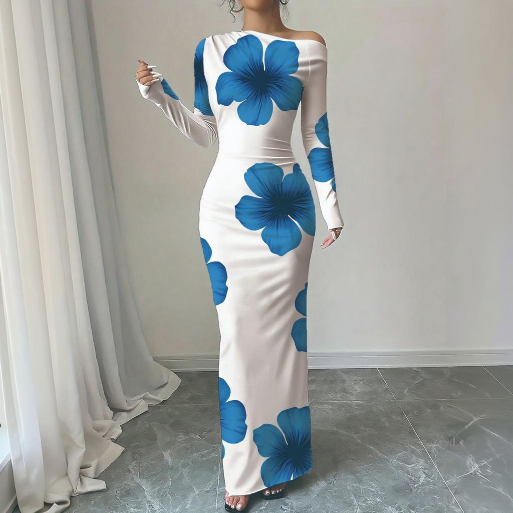 Women's Long Sleeve Maxi Dress Slim Fit Elegant for Evening Parties