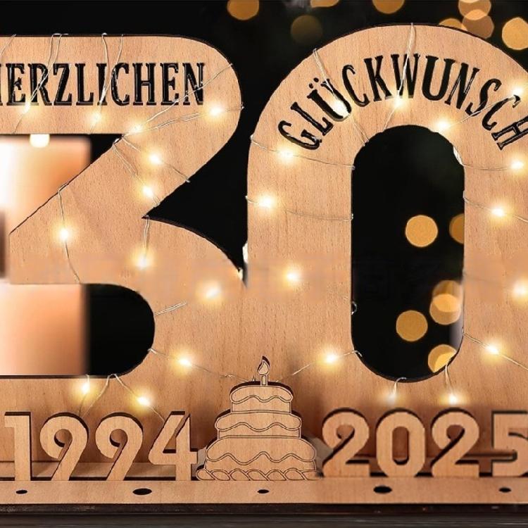 Elegant Wooden Number Figurine with LED Light String Stand for Birthday and Wedding Wood Sign Guest Book DIY Art Crafts