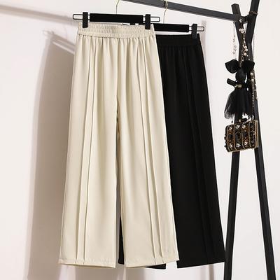 DIMANAF 2024 Nowe Wiosenne Spodnie Damskie Plus Size Elastyczne Luźne Spodnie Wysoki Stan Vintage Jednolite Luźne Podstawowe Spodnie Szerokie Nogawki 5XL