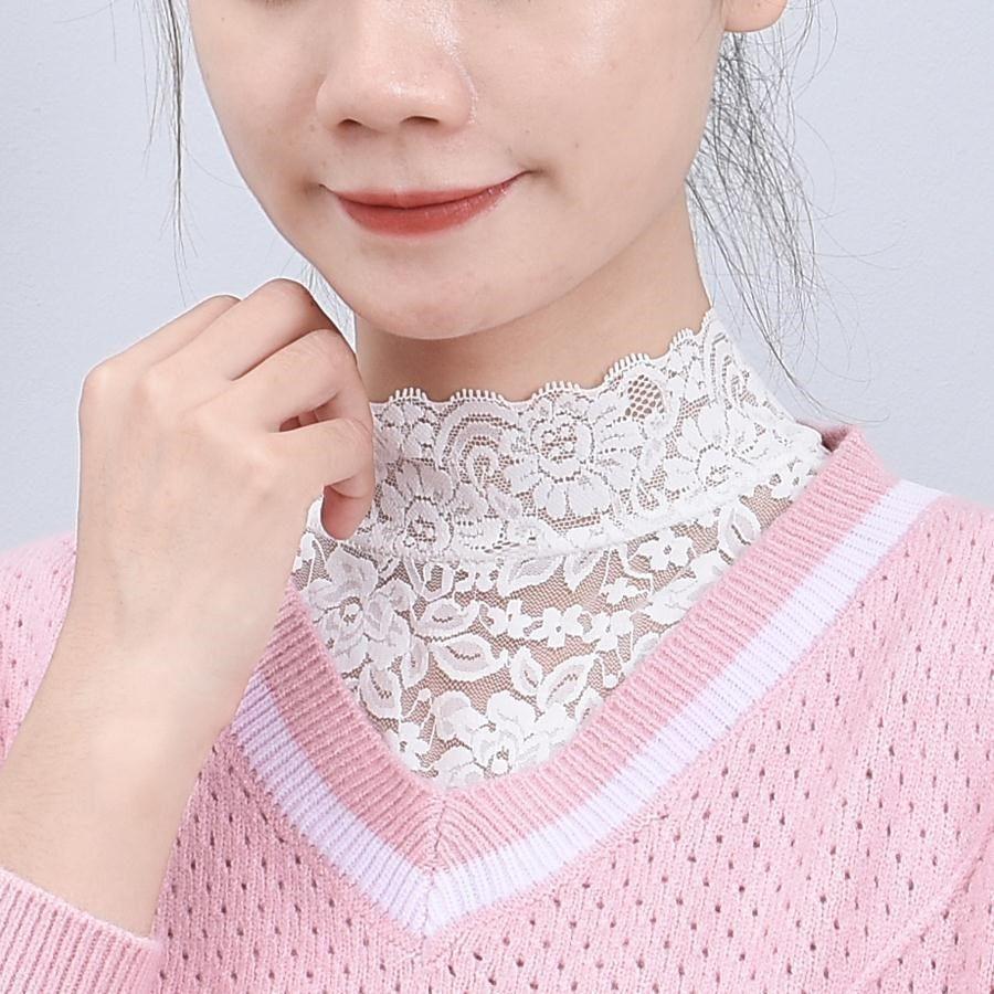 Versatile Black & White High-Elastic Lace Collar for Women's Autumn/Winter Sweaters