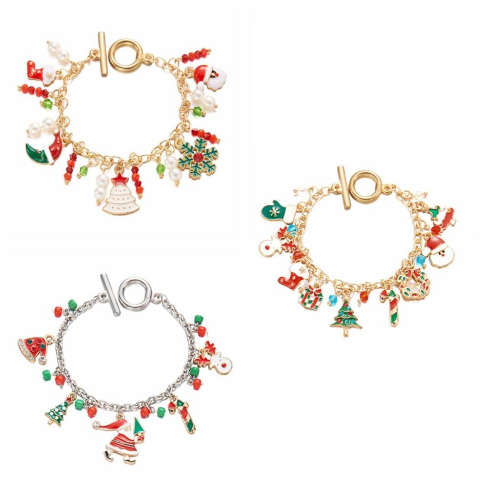 Snowflake Merry Christmas Bracelet Snowman Santa Claus Hand Chain Creative Christmas Jewelry  Girl