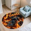 Flame Motorcycle,Round Area Rug,Carpet Rug for Living Room Bedroom Sofa Playroom Decor,Non-slip Floor Mat