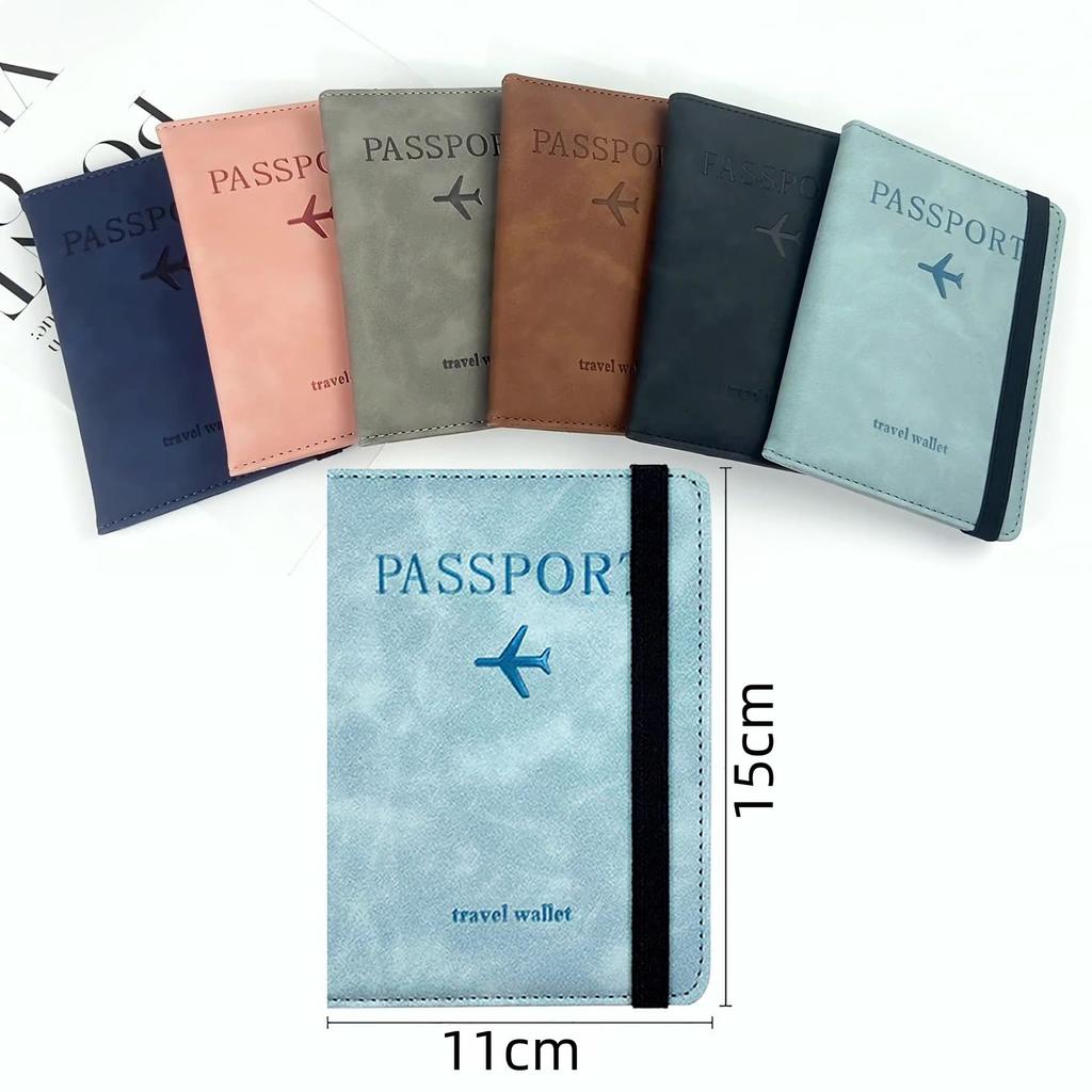 Orirya Passport PU Slim Bifold Travel Wallet with Luggage for International Travel and Business Lightweight and Includes Elastic Name Pink Case,