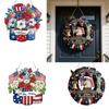 Patriotics Door Decoration Sign 4th of July Wreath for Front Door Hanger Memorial Day Wooden Hanging Sign Wood Plaque