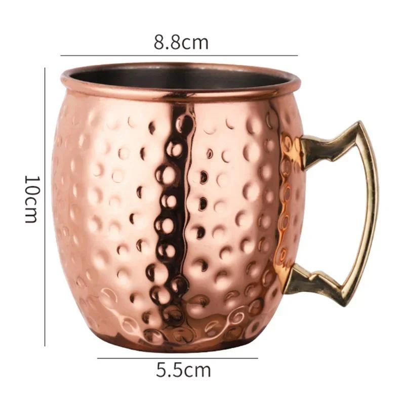 Cocktail Wine Cup Moscow Mule Mug Stainless Steel Hammered Copper Plated Beer Cup Coffee Cup Bar Drinkware for Ramadan