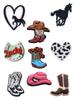 Jibbitz Cowboy Texas West Country Western Horse Hat Boot Jibbitz 9 Pcs Accessories Crocs Decoration