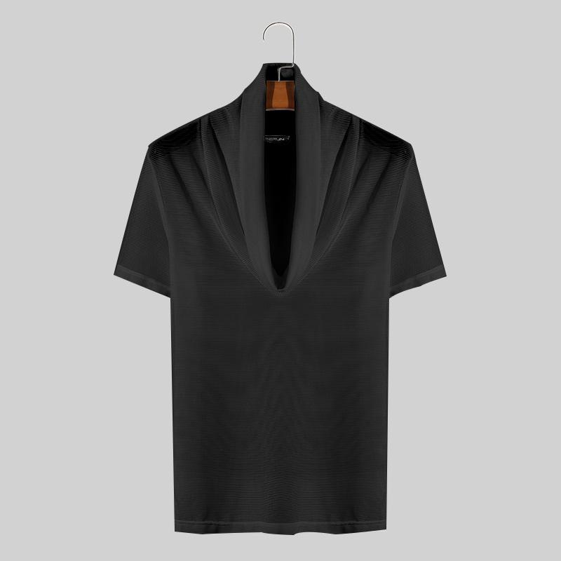 

INCERUN Мужские облегающие сетчатые футболки с воротником-хомутом и короткими рукавами 2XL