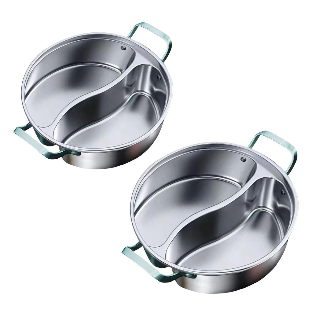 High Quality 32cm 34cm Divided Hot Pot Cookware Cooking Pot For Simultaneous Cooking Two Flavor On Induction Stove