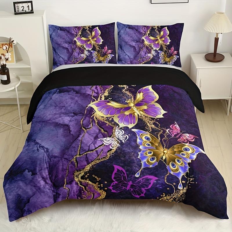 Fashion Classic Butterfly Flower Digital Print Bedding Set Soft Comfortable Duvet Cover For Bedroom Guest Room