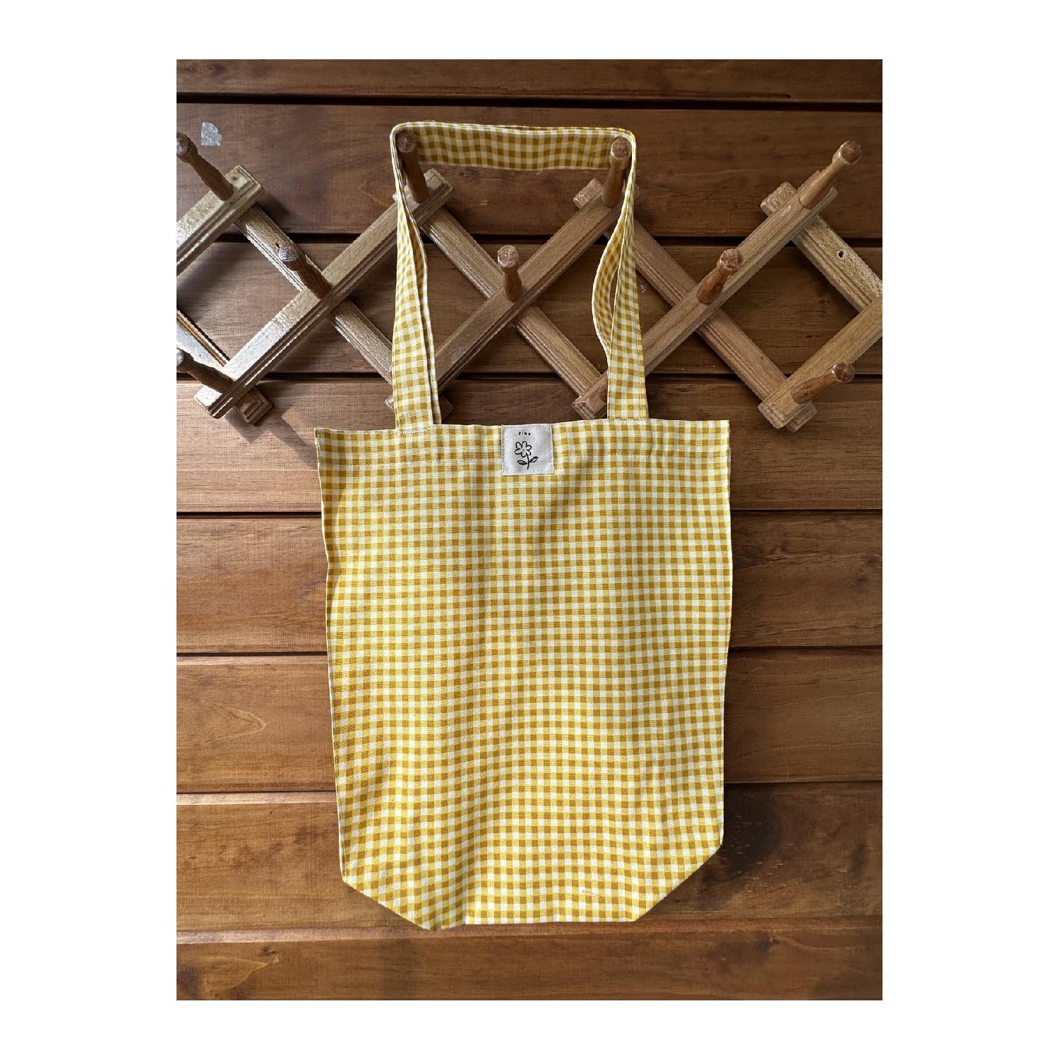 

Желто-синяя тканевая сумка Fimu в клетку Gingham