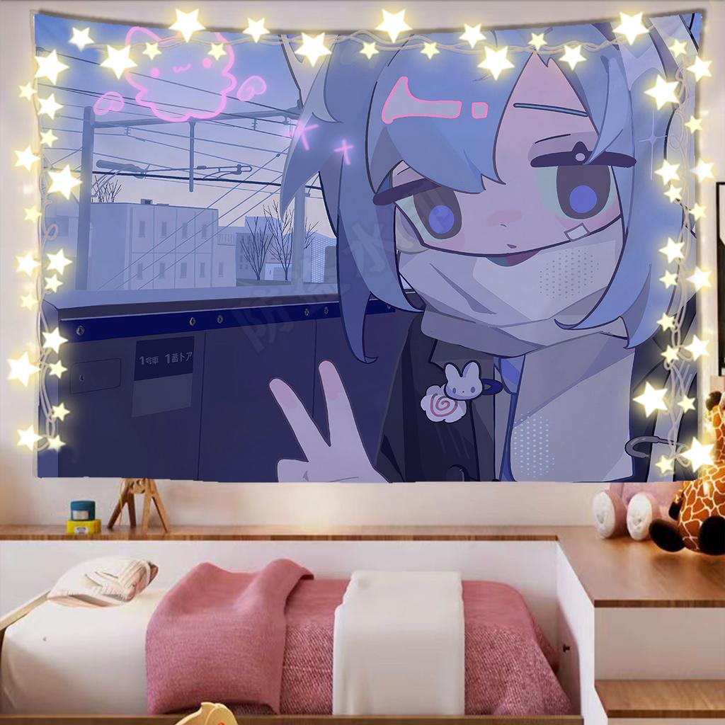 Kawaii Home Decor Wall Hanging Tapestry Anime Girl Tapestry Wall Bedroom Background Decor Cute Fashion Lady Tapestries