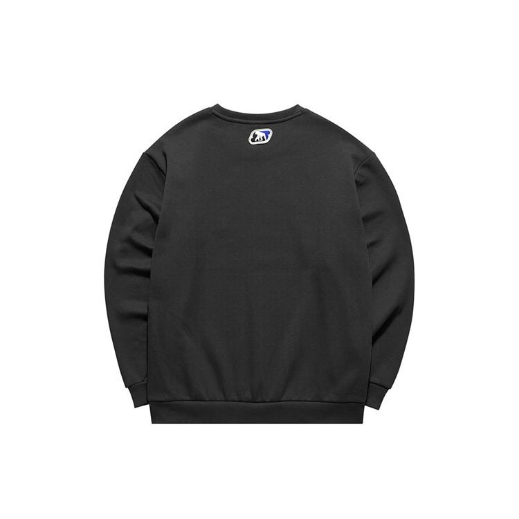 Skechers Letter Logo Embroidered Fleece Crewneck Sweatshirt Unisex sweatshirt Carbon-Black L121U177-0018
