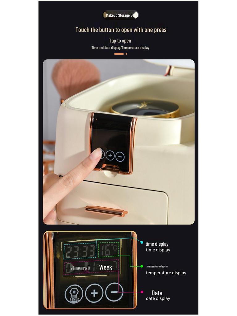 High-End LED Spiegel Kosmetik Aufbewahrungsbox für Hautpflege und Lippenstift Präsentation