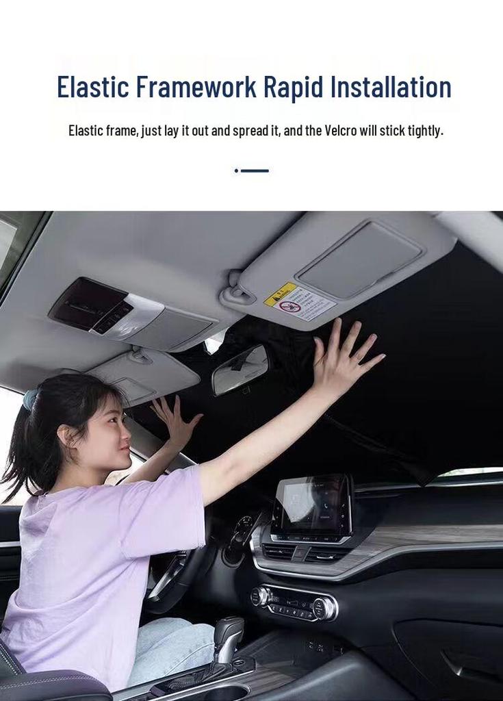Car Front Windshield Sunshade - Interior Sun Protection Curtain