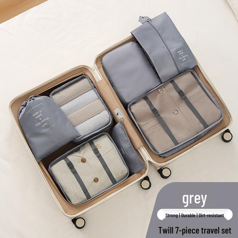 Seven-Piece Travel Organizer Set: Clothing, Underwear, Toiletries & Cosmetics Storage Bags