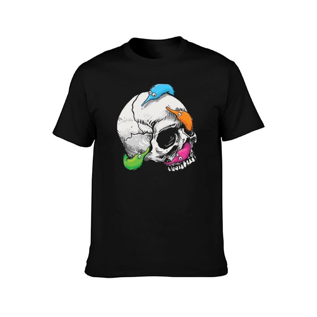 Worms on a String on a Skull TShirt Casual Loose Short Sleeve Tee for Men