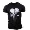 Gym T-Shirt Men Skull Print Short Sleeves Workout T-Shirt Summer Casual Tee Streetwear Men's O-neck Sweatshirt Jogging Clothing