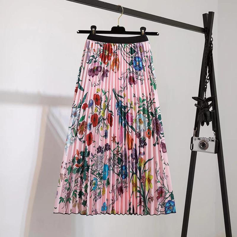 EBA abbigliamento donna primavera estate gonna di media lunghezza gonna plissettata gonna donna vita alta e sottile