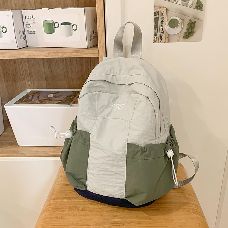 Schoolbag New Japanese Ins Retro Fresh and Sweet Contrasting Color Splicing Backpack College Student Women's Lightweight Travel Backpack