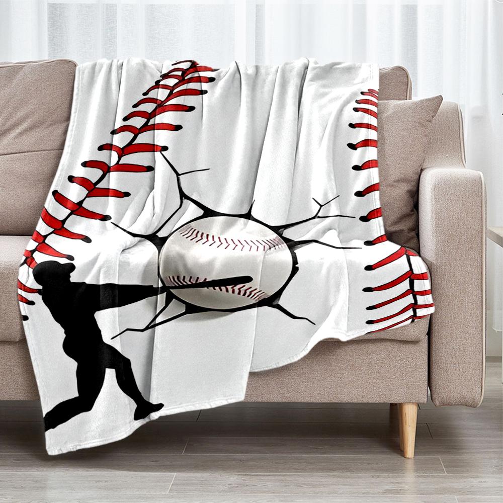 Baseball Theme Printed Blanket - Perfect for Couch, Bed, Travel & Outdoor Use | Machine Washable, Cozy & Durable.