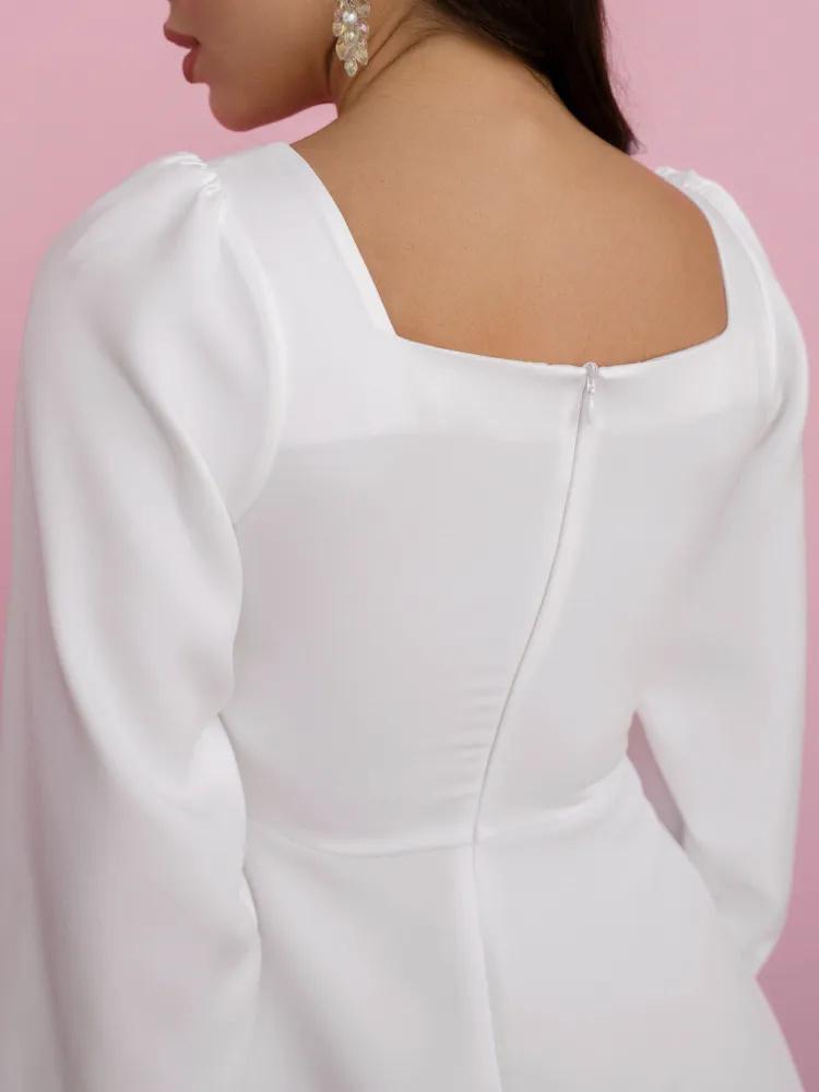 Fashionable Casual Solid Color Long-sleeved Puff Sleeve Dress For Women