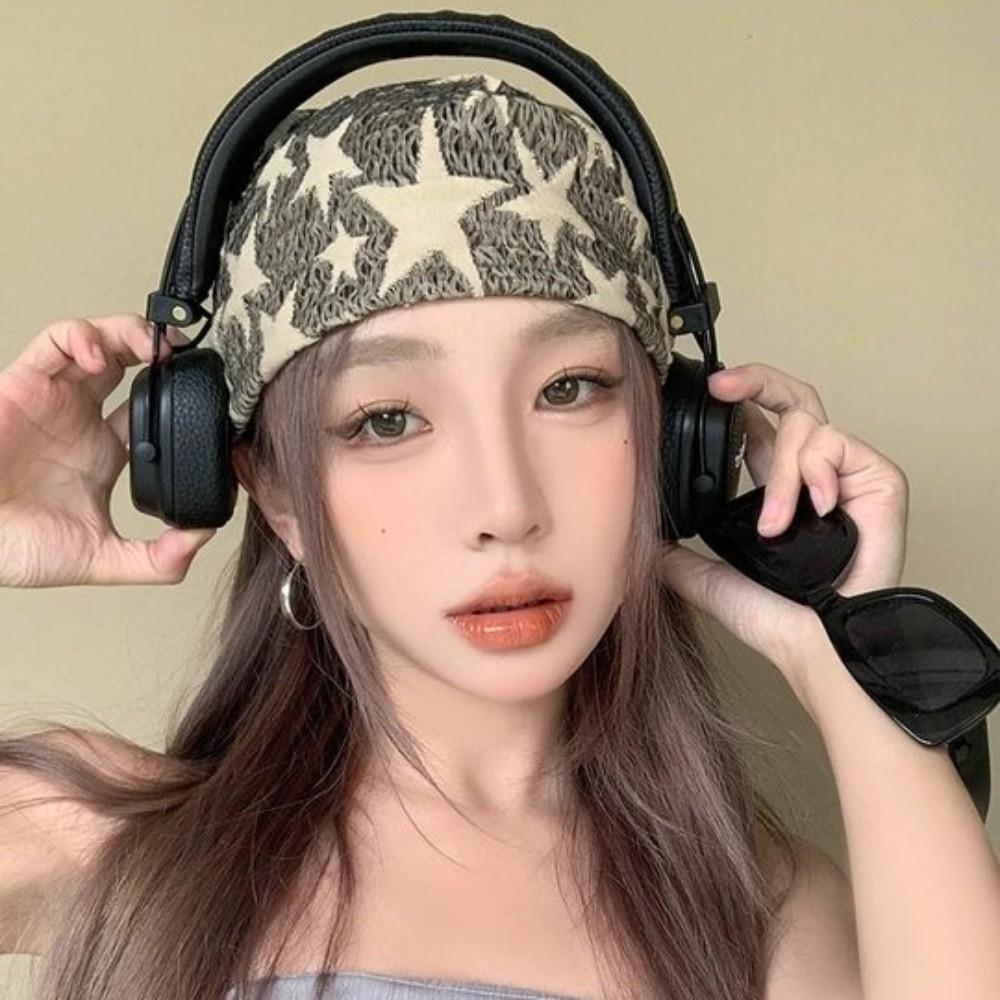 Wasteland Style Star Hair Scarf Hip Hop Knitted Tube Top Headwear Y2K Hip Scarf Streetwear