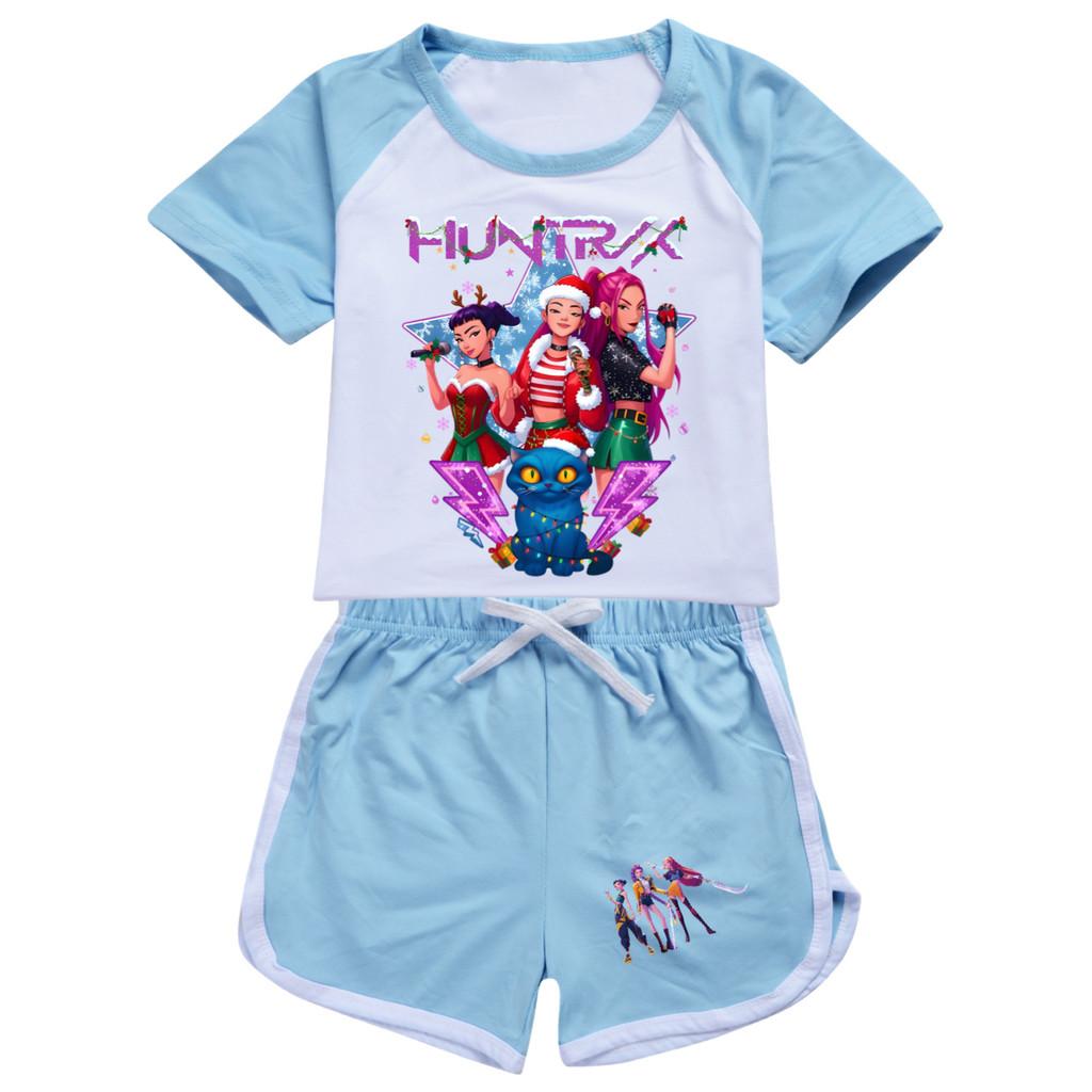 5088 Kids Girls Christmas POP Rumi Zoey Mira Print T-shirt Shorts Sport Tracksuit Clothes Set