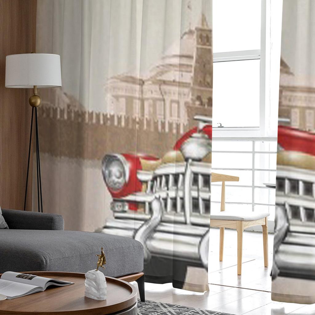 Moscow Vintage Poster Tulle Sheer Window Curtains For Living Room The Bedroom Modern Chiffon Voile Organza Curtains Decor Drapes
