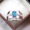 Blue Topaz Oval Cut Gemstone With 925 Sterling Silver Ring For Men's #A895 JL375669057802