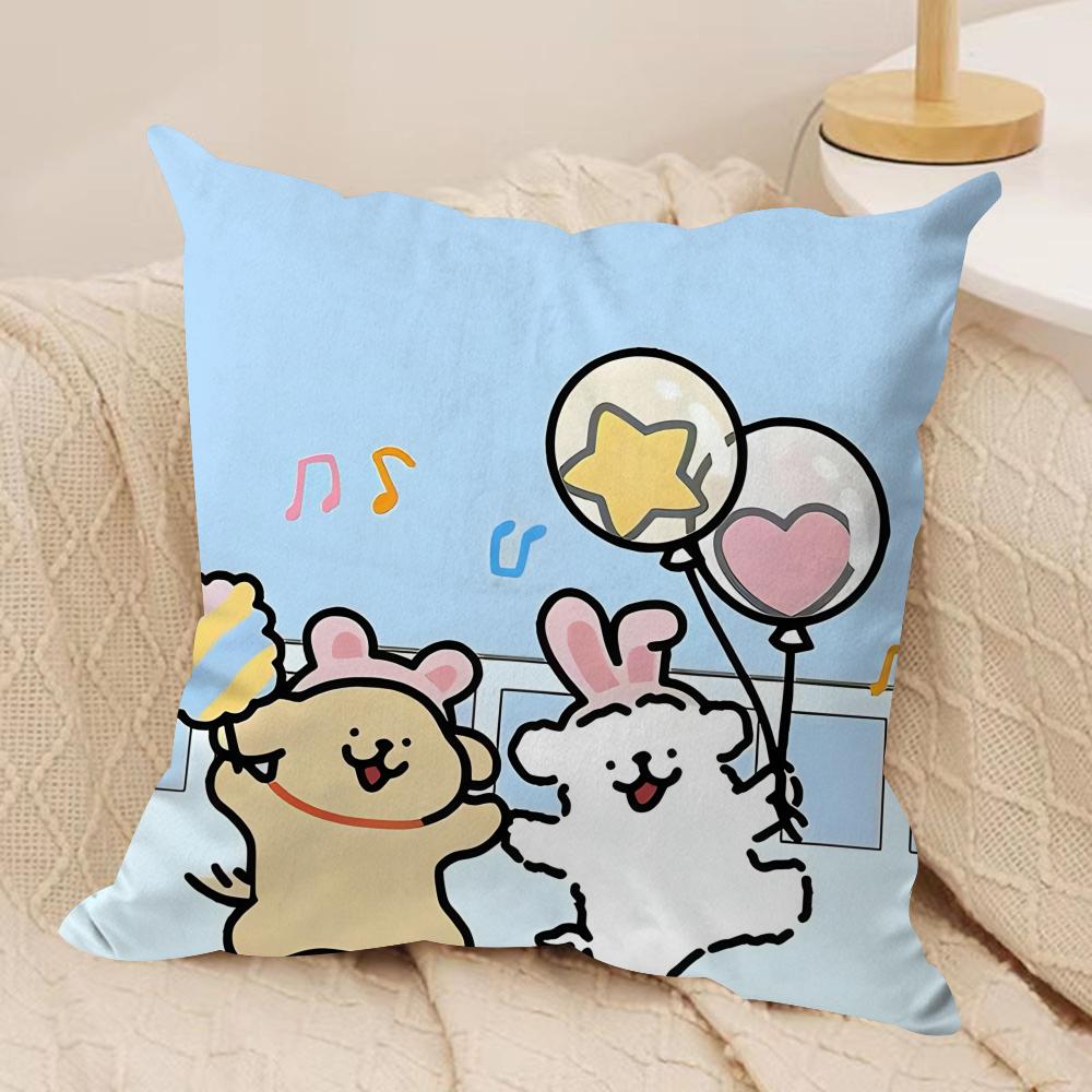 cute girl Korean Line Ppuppy Cushion Cover Silky Short Plush Invisible Zipper Dustproof Sofa Pillow Case For Home Decor