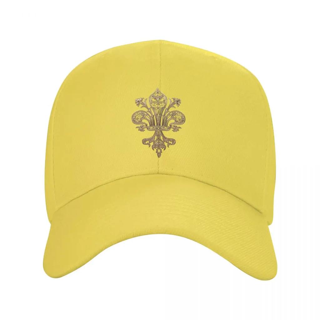 Personalisierte Goldfiligran Fleur De Lis Baseballkappe Sport Unisex Verstellbar FleurDeLys Lilienblüte Papa Hut Frühling