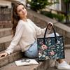 Vintage Floral Women Casual Tote Bag Fashion Daily Shopping Handbag Large Capacity Portable Ladies Shoulder Bag