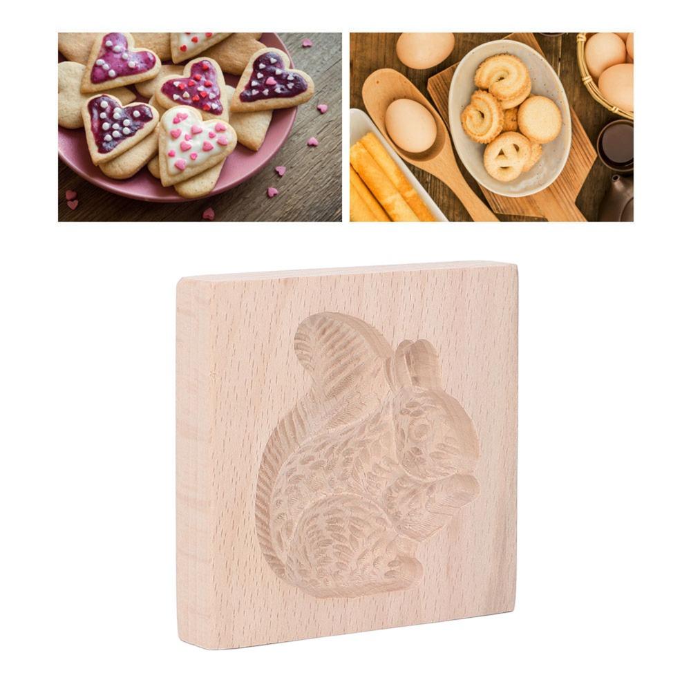 Natural Beech Wood Cookie Cutter Smooth Surface Biscuit Mould Baking Stamp Christmas Baking