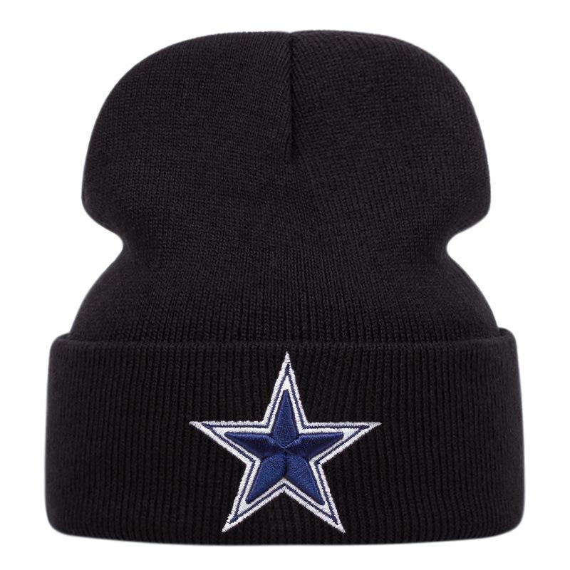European American Outdoor Casual Beanie Cross-Border Five-Pointed Star Three-Dimensional Embroidery Trendy 100% Acrylic