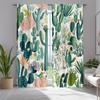 2 Stück Tropische Wüsten-Blumenlandschaft Vorhänge, Vintage Sukkulenten und Kaktus Design, für Wohnzimmer und Küche